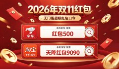 京东淘宝10月20日晚8点正式开售:最新推荐2026京东双11红包口令是【红包500】/ 淘宝天猫双11红包
